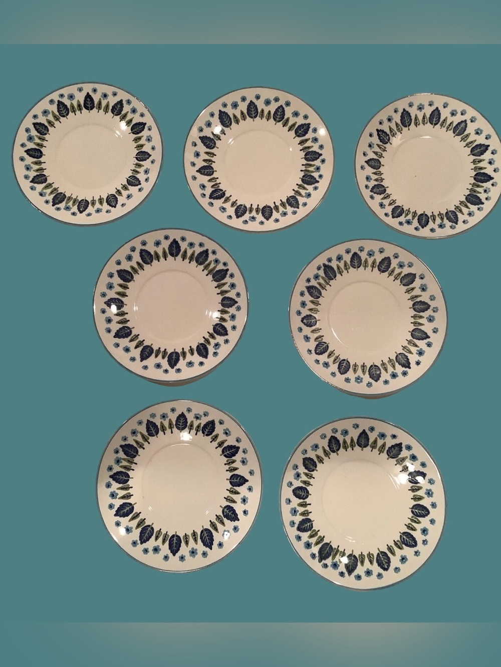 Lot of 7 Marcrest Swiss Alpine Pattern 1950's Vintage MCM Saucers Collectable